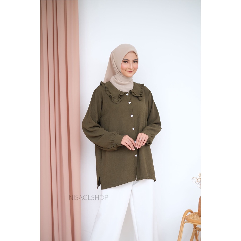 MEGAN BLOUSE - BLOUSE CRINKLE- PAKAIAN WANITA  - BISA COD