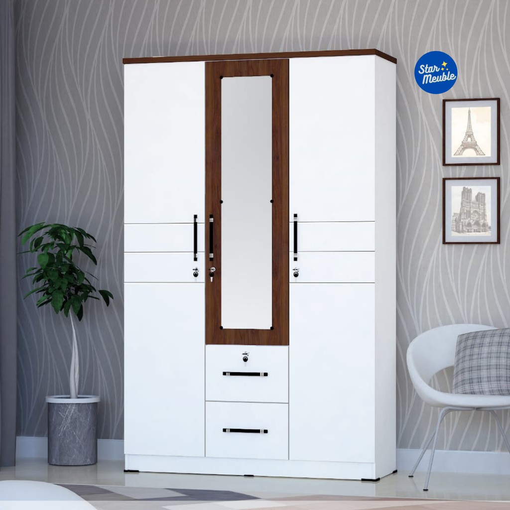 Lemari Pakaian 2 Pintu/3 Pintu Mars Almari Baju Kaca Panjang - Star Meuble Semarang