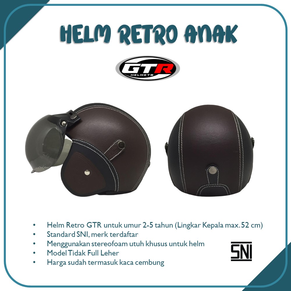 Helm Retro Bogo LEONO Anak Kids Polos Warna Murah