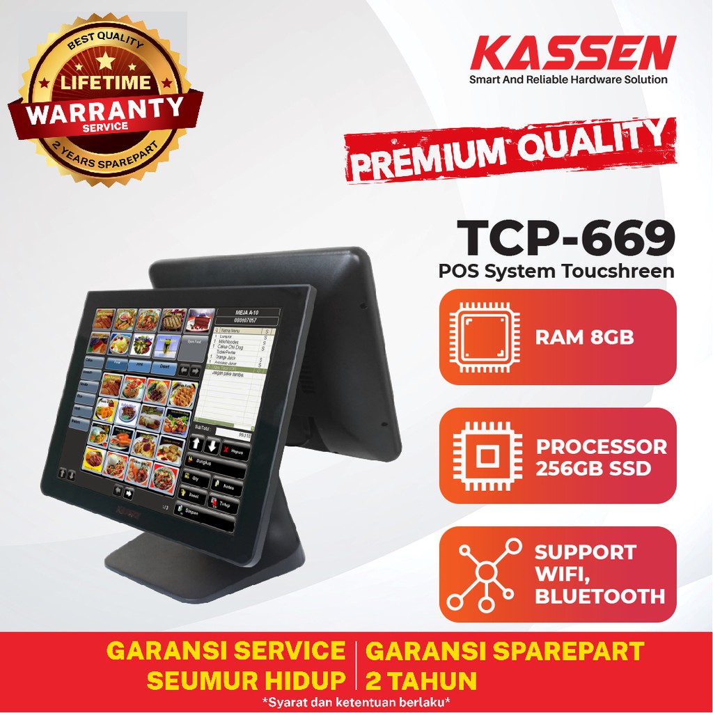 Mesin Kasir Touchscreen  Dual Display KASSEN TCP-669 Os Windows