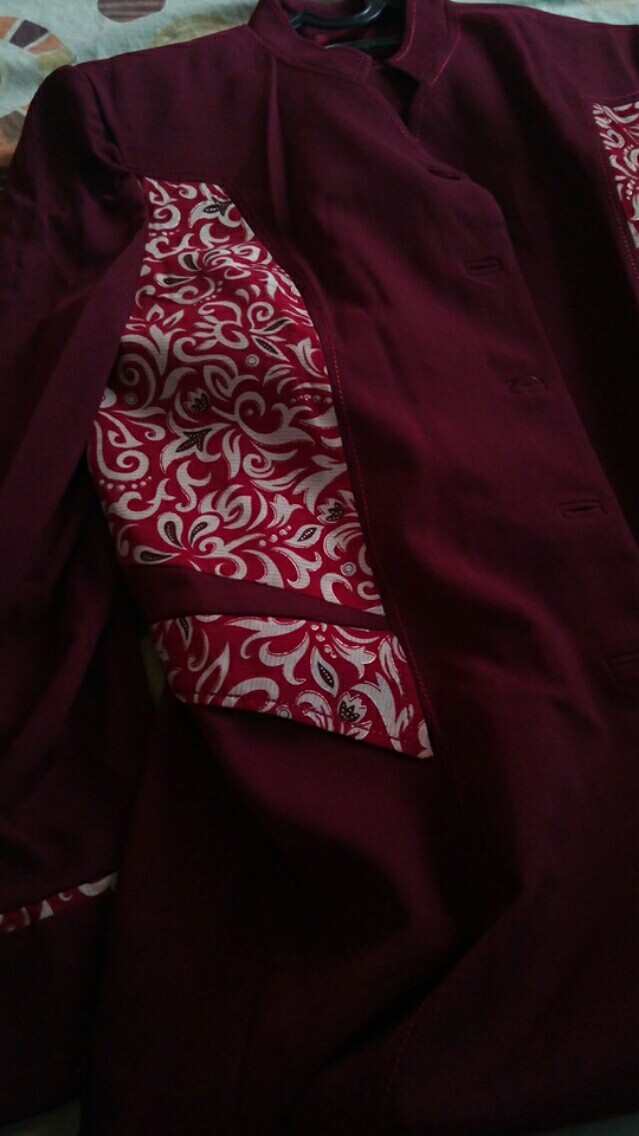 New Batik Blazer Merah Marun Baju Kerja Kantor Wanita Bank Guru Dosen Jas Formal Cantik