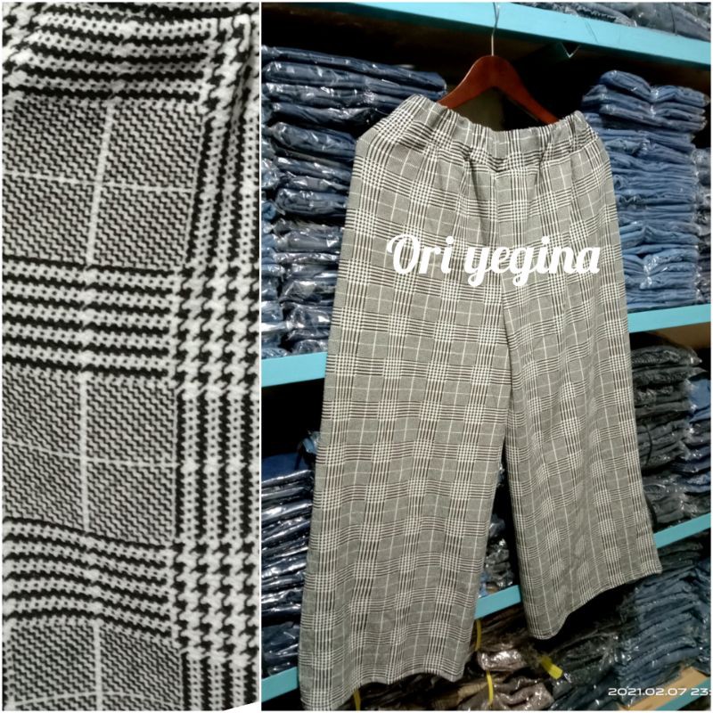 YEGINA-celana wanita panjang bigsize BB 55-100++ motif kotak za-ra celana harian wanita bisa cod