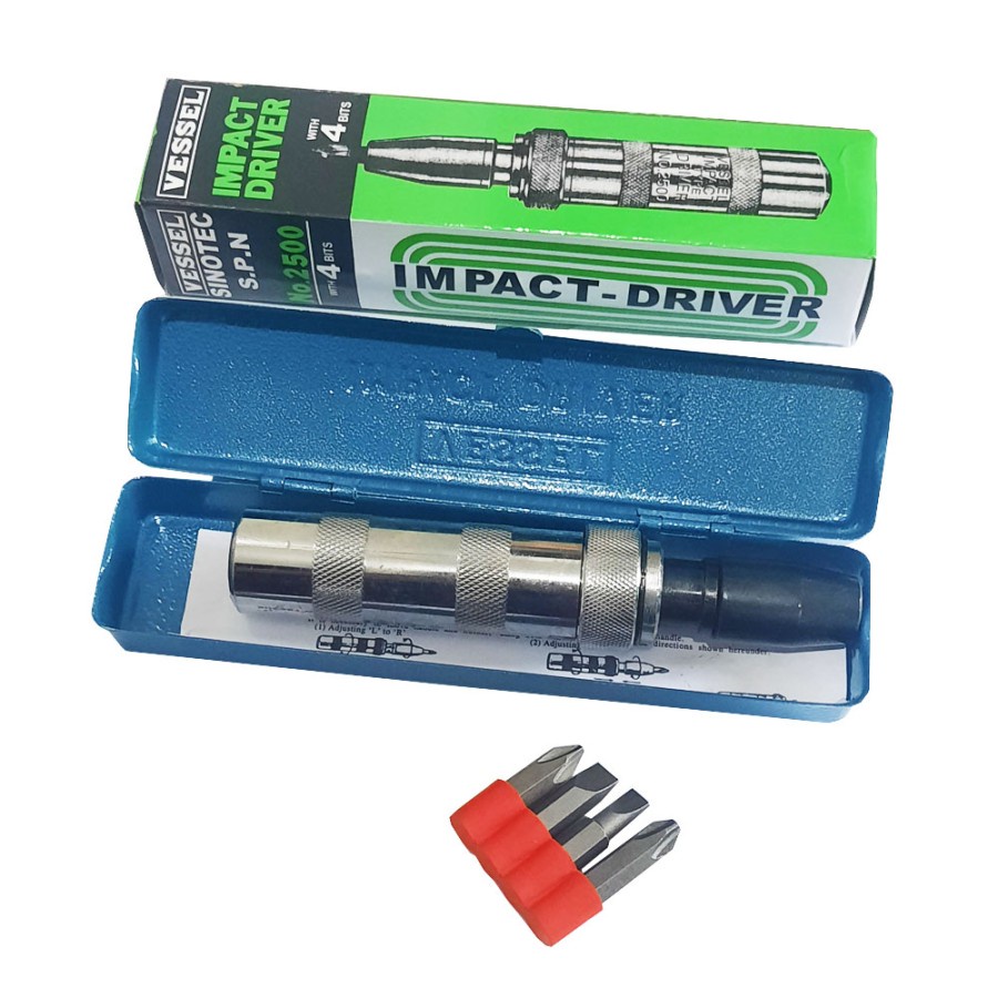 Vessel 2500 Obeng Ketok Set 4 pcs - Vessel Impact Screwdriver Set 4 pcs