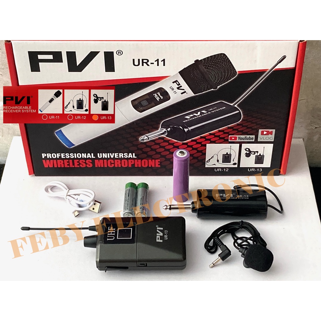 Mic wireless clip on PVI UR 13 mic jepit PVI UR-13
