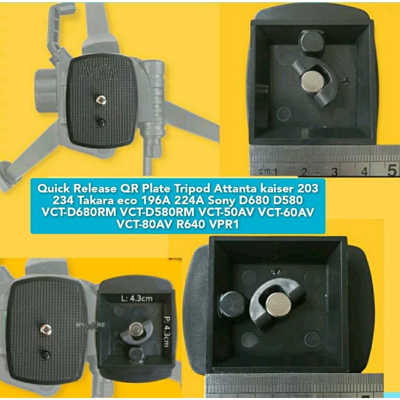 Quick Release QR Plate Tripod Attanta kaiser 203 234 Takara eco 196A 224A Sony D680 D580 VCT-D680RM 