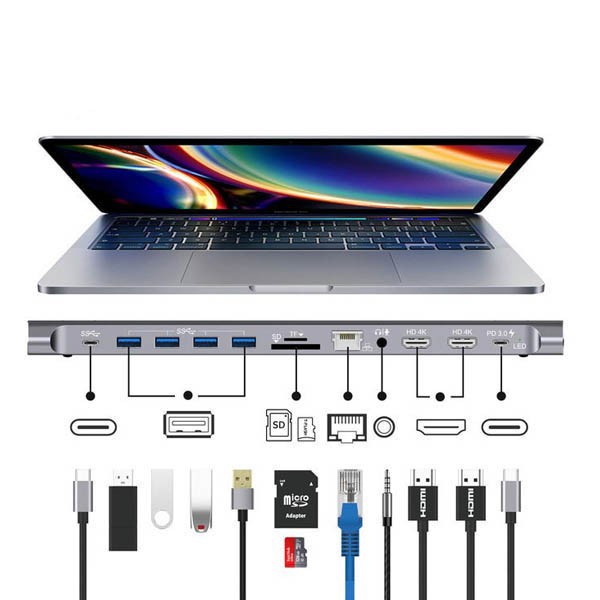 12 in 1 All-in-one USB-C Multi-Function Docking Station