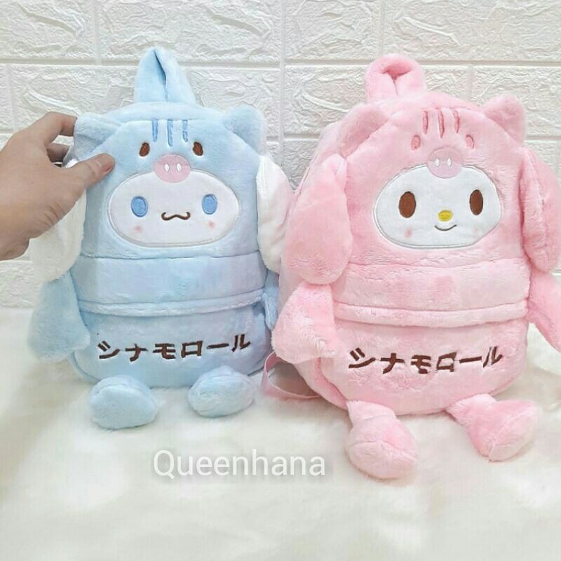 Tas Ransel Boneka Bulu Soft Karakter / Bagpack Kaki Tangan Depan Resleting Bulu Soft Karakter