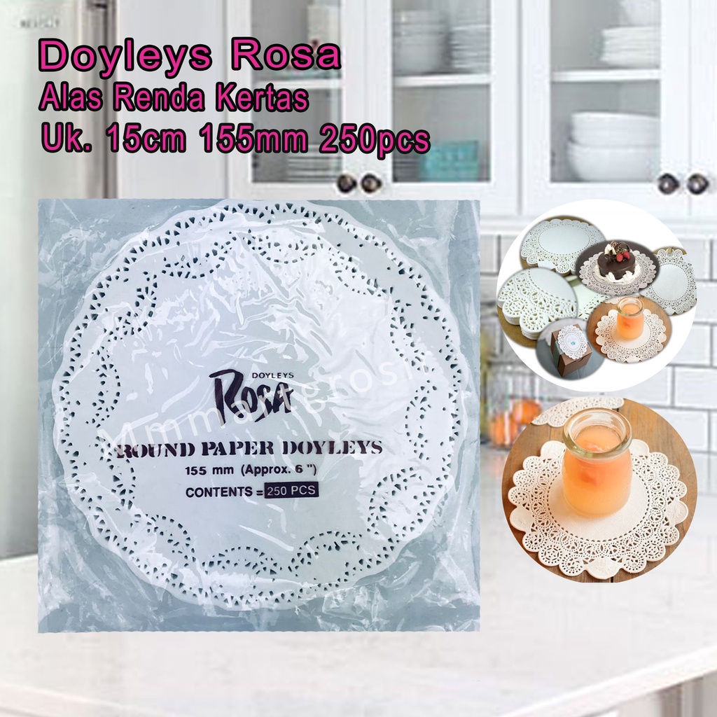 Doyleys Rosa 155mm / Alas Renda Kertas / Alas Serbaguna / 6.0 inch 250pcs