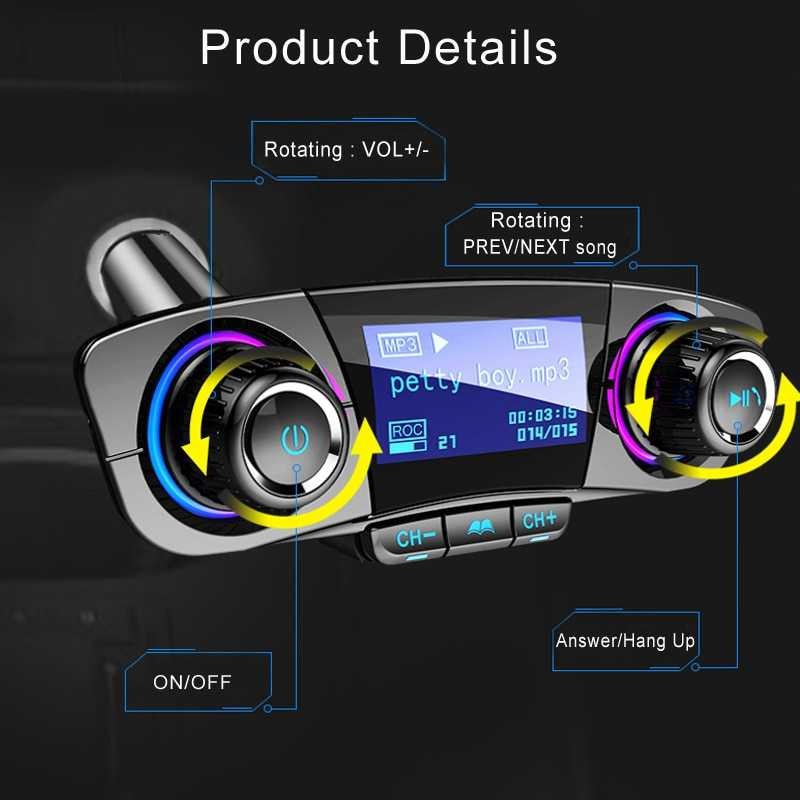 Best Seller ! Bluetooth Audio Receiver FM Transmitter USB Car Charger - BT06