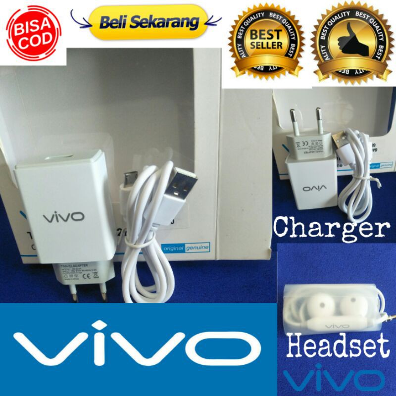 Beli Charger Vivo Bonus Headset Stereo VIVO Y17 Y93/Y91/Y95/Y12 Henset Vivo Y17S Y22 Y36 Charger Viv