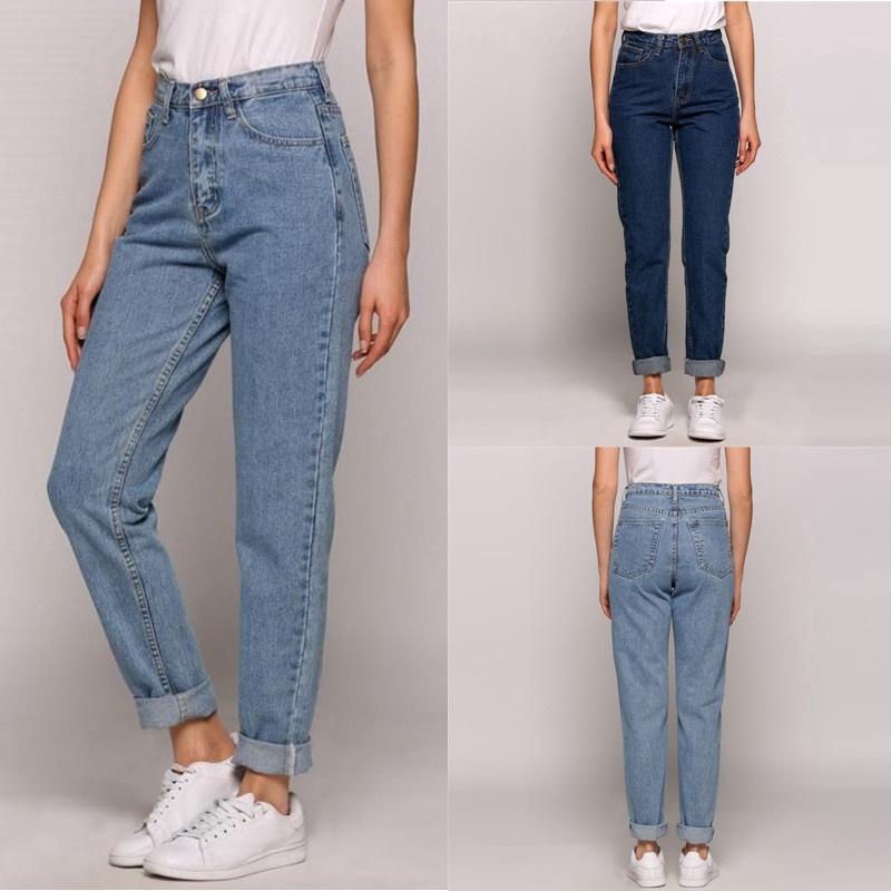  Celana  Panjang Jeans Denim Model  Boyfriend  Longgar High 