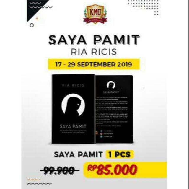 Ready Buku Novel Saya Pamit by Ria Ricis