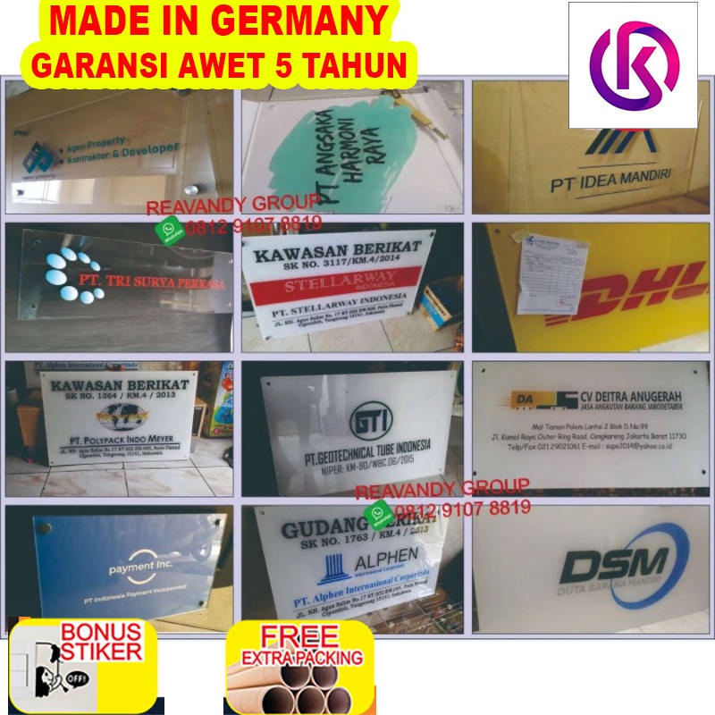 

Murah akrilik | Papan Nama Kantor |nama perusahaan |signage |Acrylic 3mm - 20 cm x 50 cm