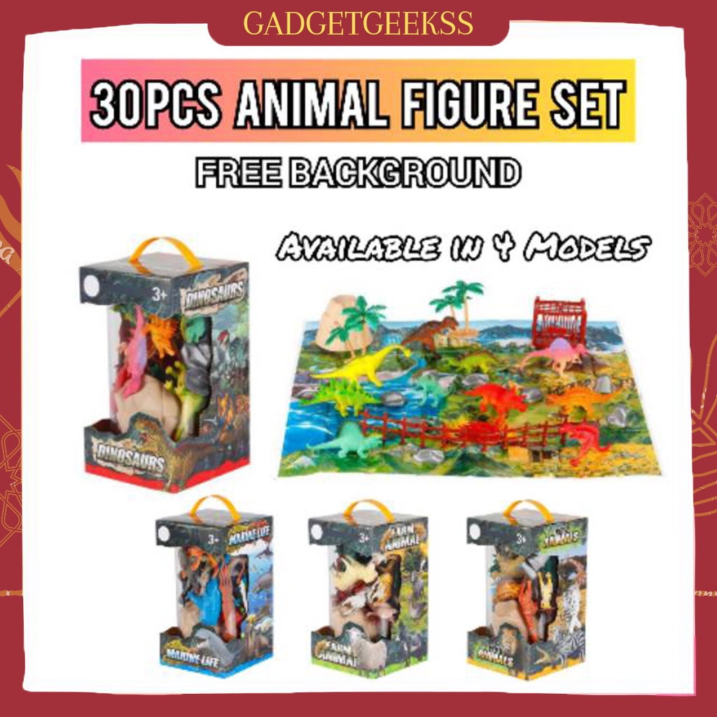 Animal Set 30Pcs Figure Mainan Anak Binatang Dinosaurus miniatur Set