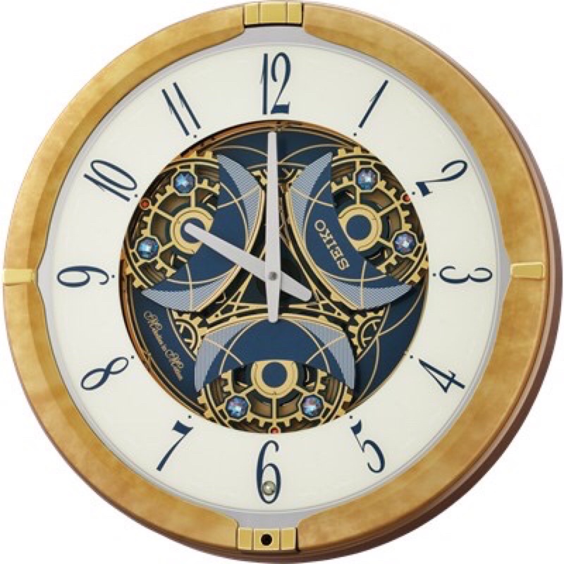 Jam Dinding SEIKO CLOCK QXM387 QXM387G Melodies in Motion Musical Rotating Pendulum ORIGINAL