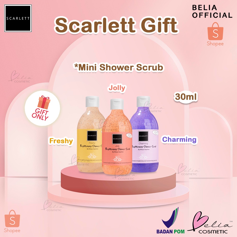 ❤ BELIA ❤ GIFT Scarlett Whitening Mini Shower Scrub 30ml | Spons Mandi | Sabun Mandi | BPOM