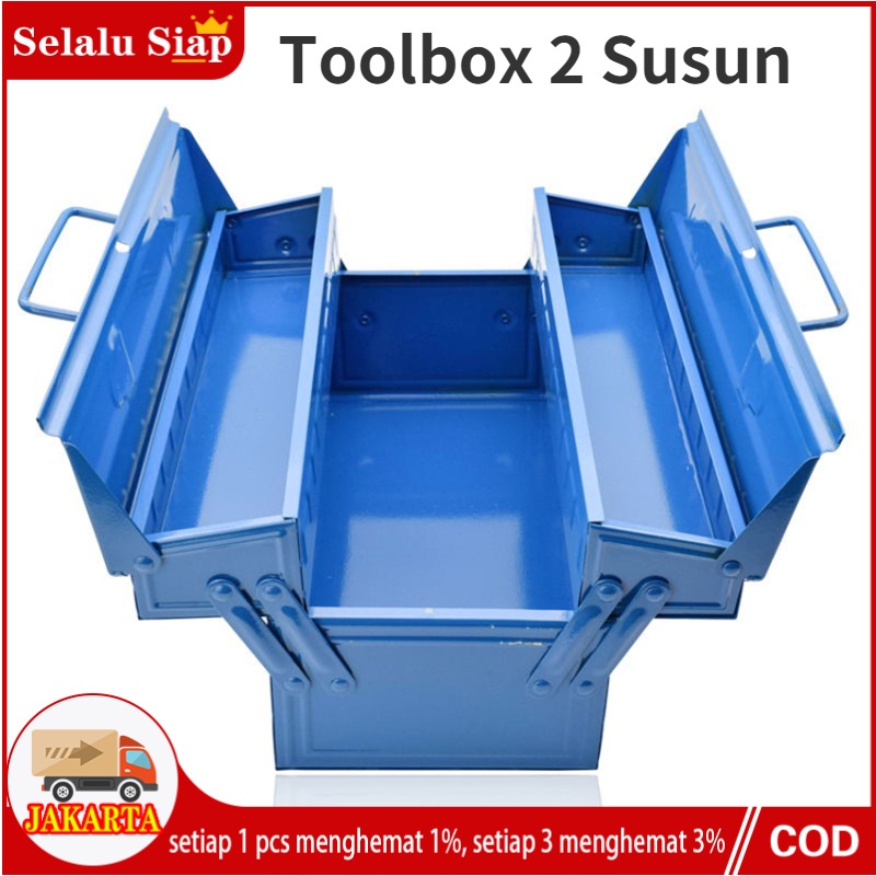 Toolbox 2 Susun Kuning Besi 34x17x17cm / Tool box Metal Case