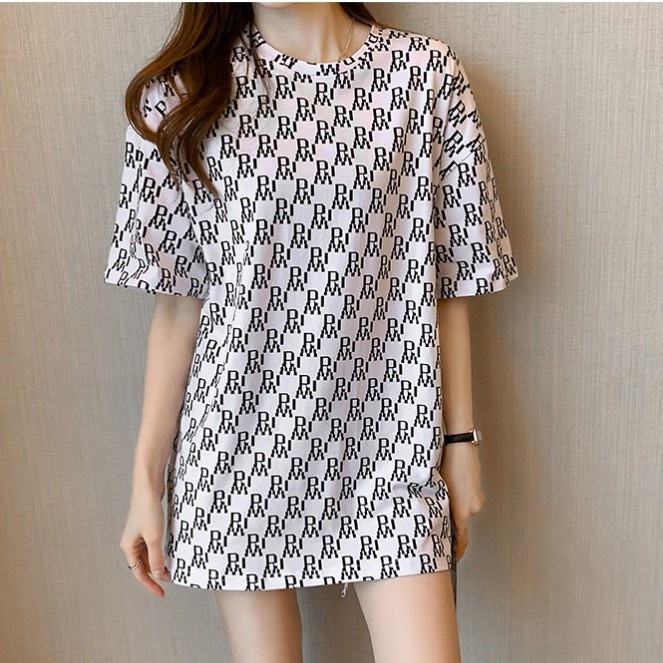 Atasan kaos longgar lengan pendek/lengan panjang fashion Korea untuk wanita