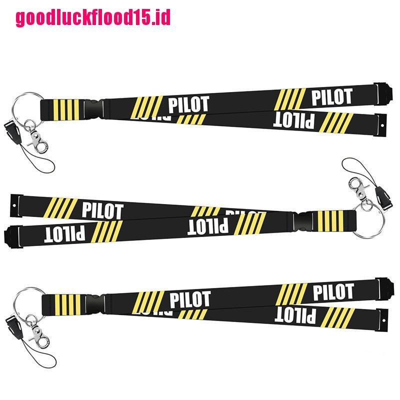 (LUCKID) Tali Lanyard Motif Tulisan remove before flight Untuk Kartu id / Kunci