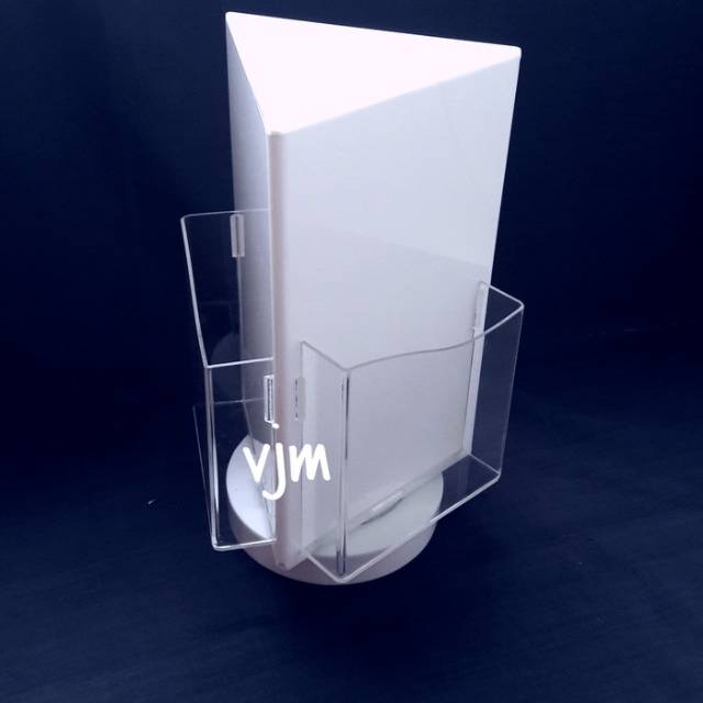 

Tempat brosur acrylic uk f:3 putar 3d , brosur holder akrilik , leaflet holder