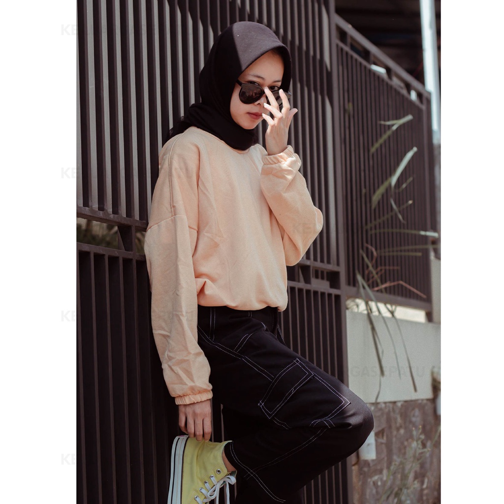 SWEATER OVERSIZE CEWE SWEATER MAUDY PASTEL SWEATER TALI KERUT SWEATER POLOS WANITA MURAH