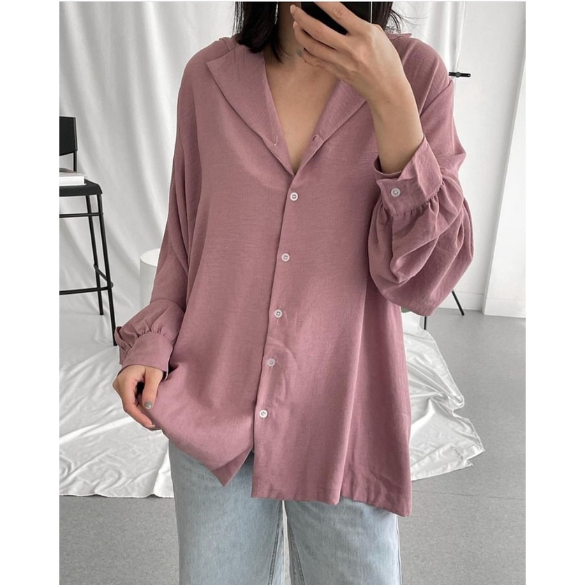 Kemeja Basic Oversize Crinkle Atasan Wanita Airy/ Kemeja Bassic Oversize Krinkle Premium Airy