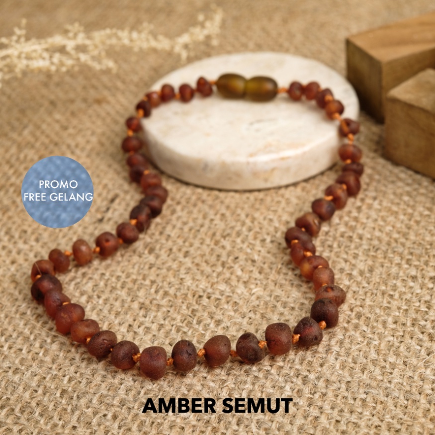 PROMO FREE GELANG - Kalung Amber Baltic Cognac Matte by Amber Semut