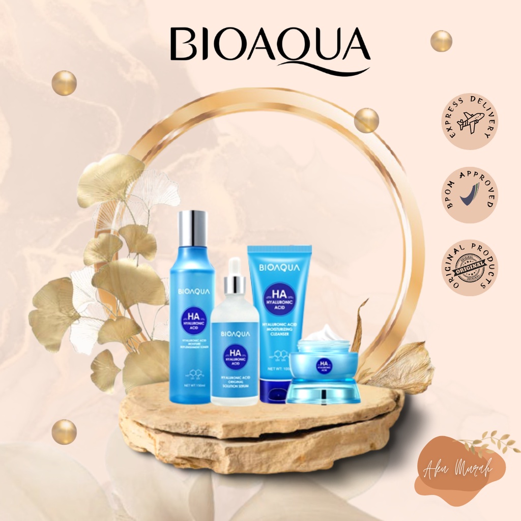 ✨ AKU MURAH ✨BIOAQUA Hyaluronic Acid Moisturizing Skin Care Set (100g+150ml+100ml+50g)