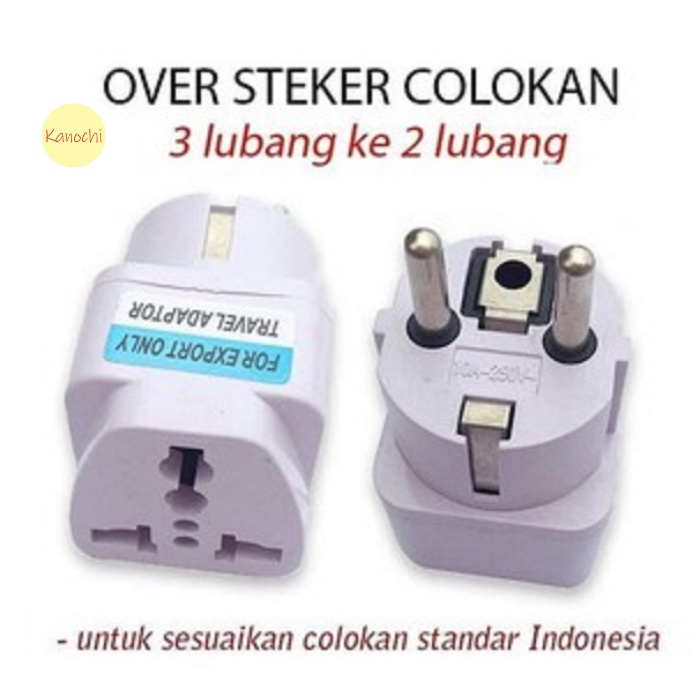 Over Steker Adaptor 3 Kaki Travel Adapter ke 2 Universal AU+ UK + US