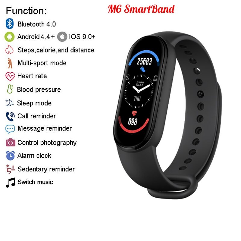 Jam tangan Gelang Smartwatch Jam Tangan Pintar Smartwatch Mi Band 6 WATCH M6 M 6- M4