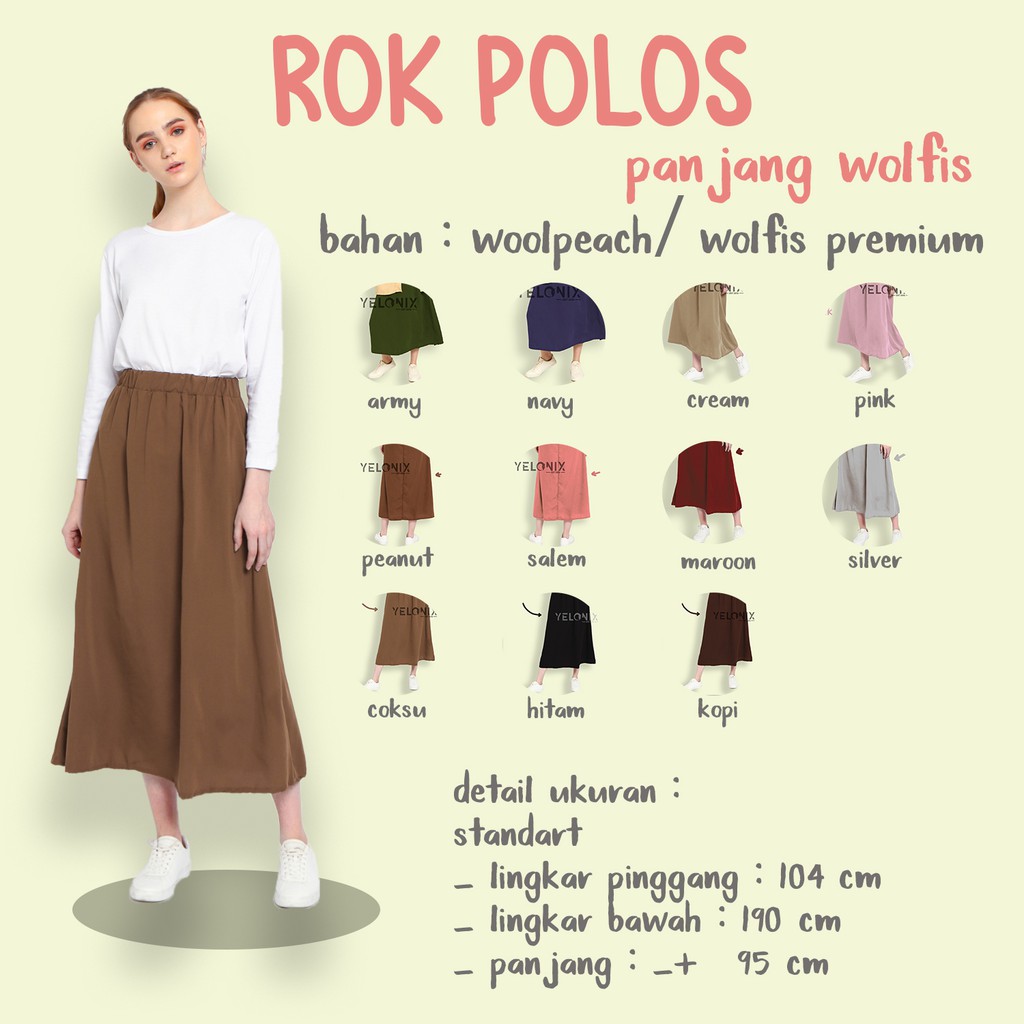 ROK POLOS STANDART PANJANG WOLFIS WOLVIS SKIRT PREMIUM - YELONIX