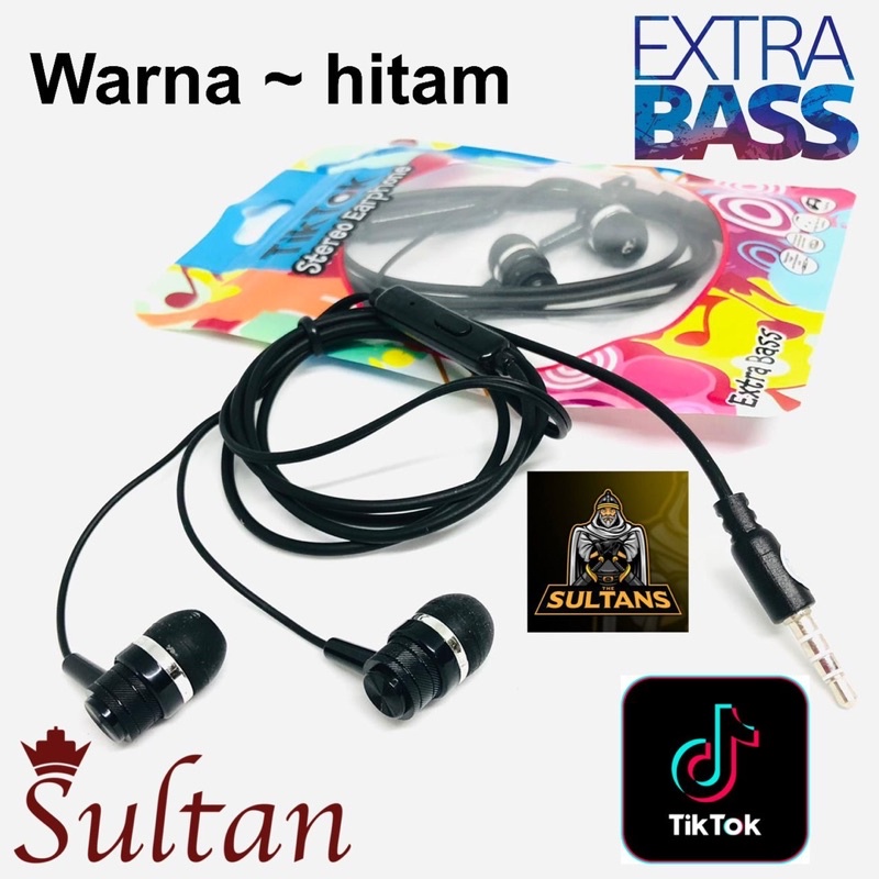 EARPHONE HANDSFREE TIK TOK WARNA BLACK &amp; WHITE PROMO SEN