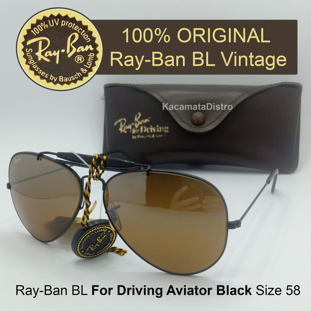 Kacamata Hitam RayBan BL USA Original DRIVING OUTDOORSMAN GADING Black Size 58