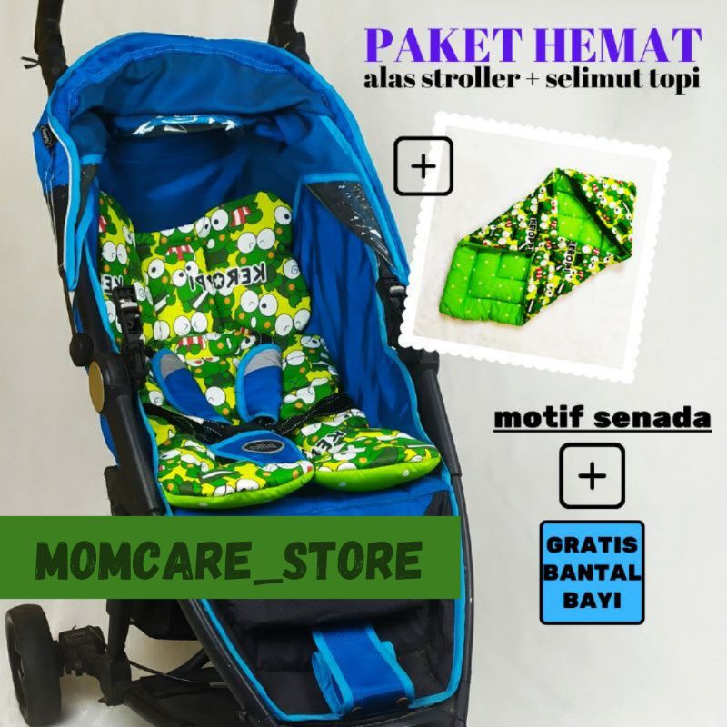 PAKET HEMAT ALAS STROLLER + SELIMUT TOPI + GRATIS BANTAL BAYI