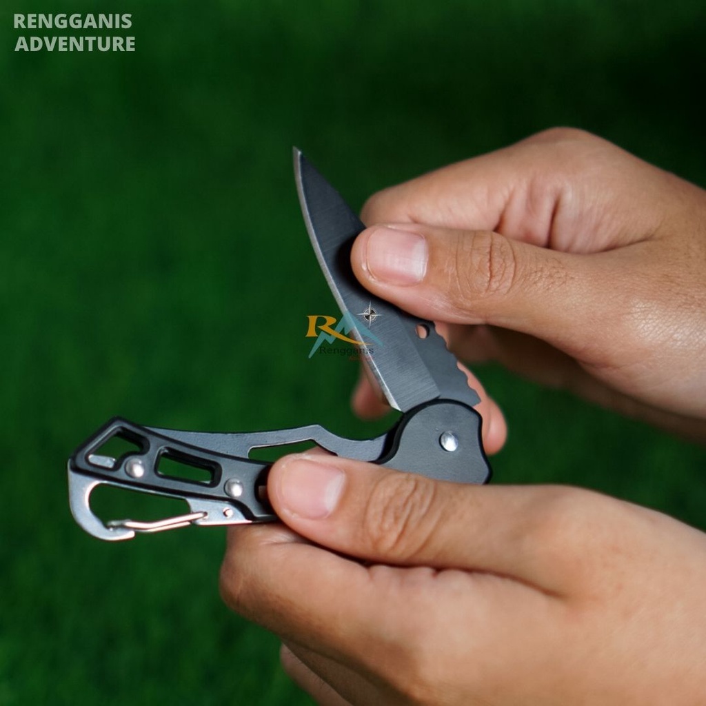 Pisau Lipat CARABINER KNIFE Pisau Dapur Serba guna Multifungsi Survival Camping Outdoor