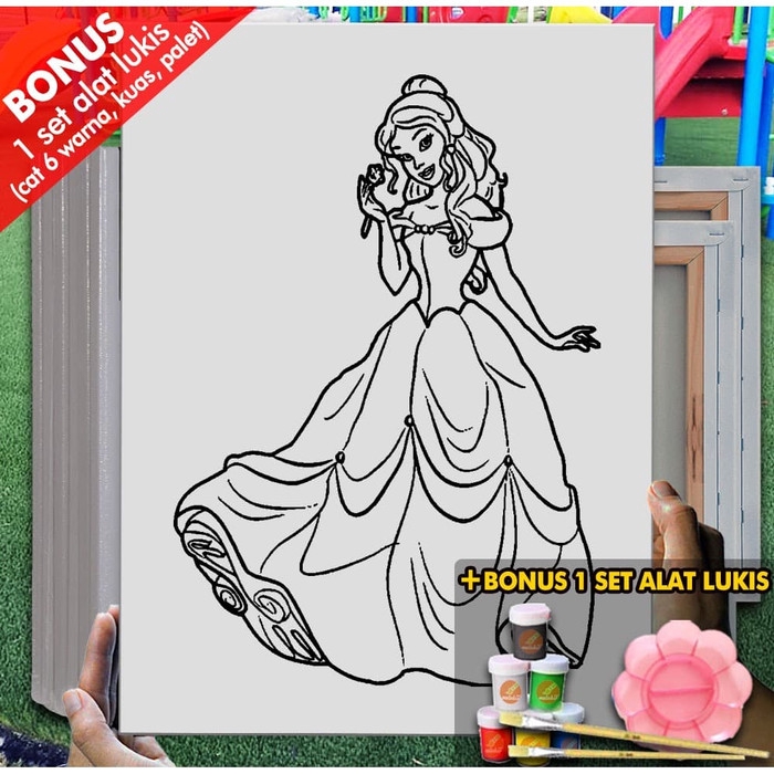 

Kanvas Gambar Princess Belle Untuk Anak 30x40 cm Melukis MEL1219