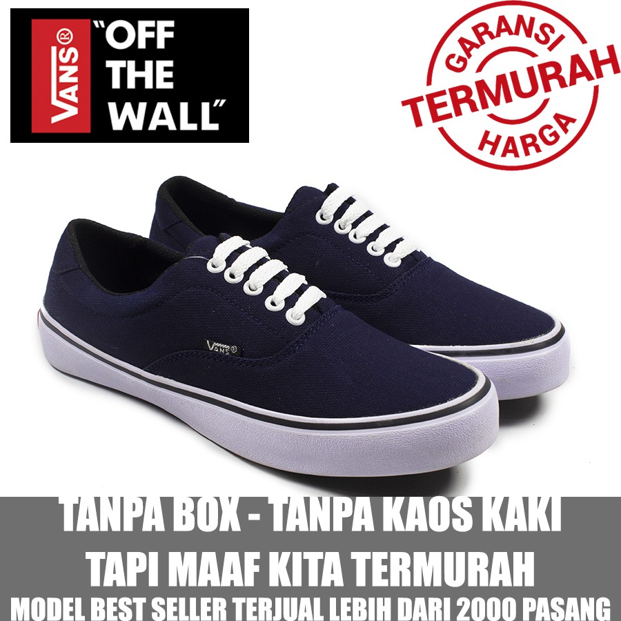 CUCI GUDANG !!! Sepatu Sneakers Pria Vans Era Authentic Navy Casual Kets Sekolah TANPA BOX GROSIR