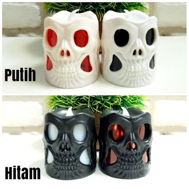 LILIN LED BATERAI HALLOWEEN PARTY SKULL MURAH AKSESORIES HALLOWEEN