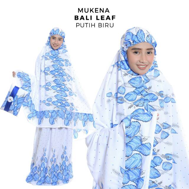 MUKENA BALI TAS PESTA LEAF DASAR (PUTIH - WARNA)