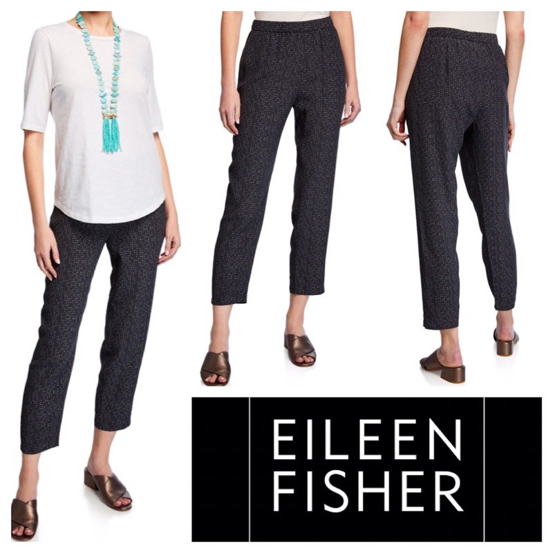 EILEEN FISHER pull on pants (dark grey motif)