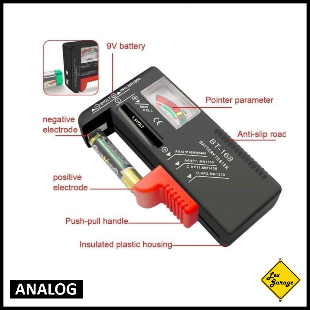 Battery Tester Alat Test Tes Cek Baterai Batre Analog Digital Pro