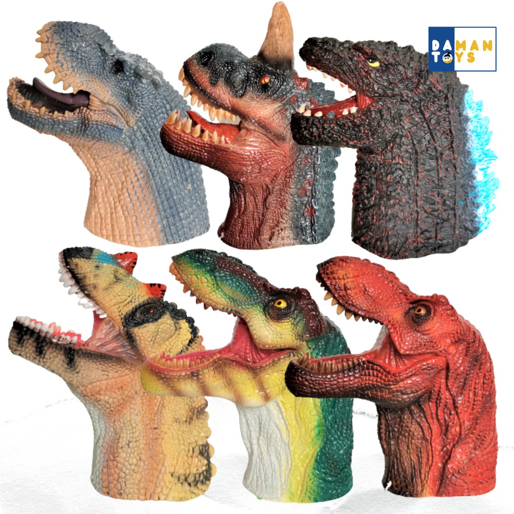 Mainan Boneka Tangan, Hand Puppet Dinosaurus untuk Anak-Anak, Karet Realistis, mainan Dino Bunyi