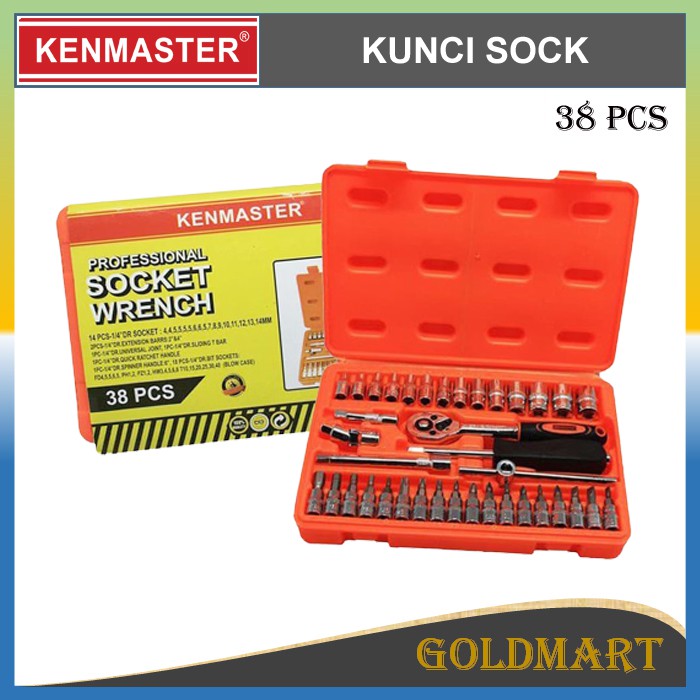 Kunci Scok 38pcs - Kenmaster Kunci Sok/Sock Kunci Shock Socket Wrench Set