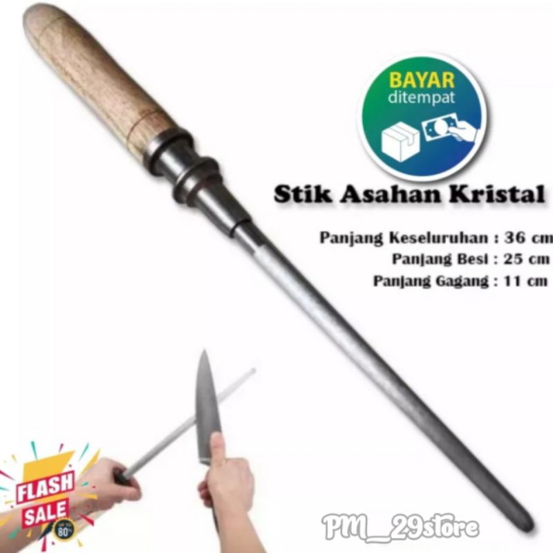 Asahan stik kristal panjang - stik pengasah pisau - stik asah