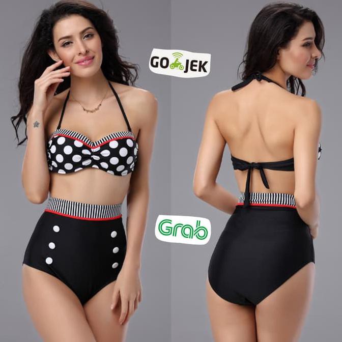 Selena Gomez Baju Renang Wanita Bikini Swimsuit Swimwear Lingerie cd - Hitam, M