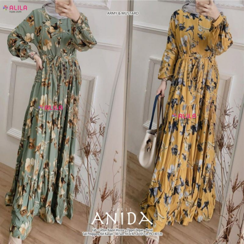 ANIDA Dress original ALILA Gamis rayon termurah motif bunga
