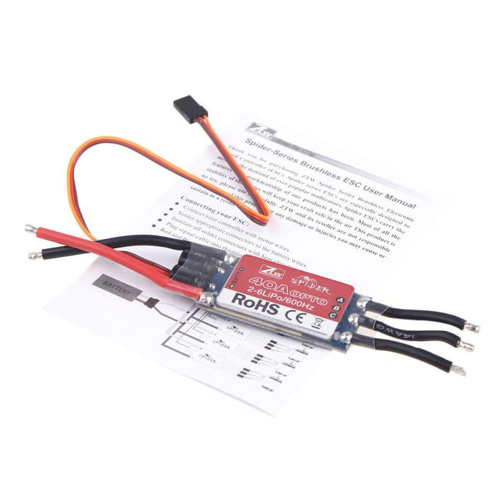 Ztw Spider Series 40a Opto Brushless Speed Controllor Esc 2-6s 600hz