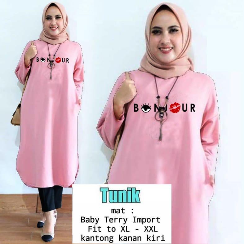 TUNIK BONJOUR / TUNIK MAMACHI / TUNIK POLOS/ TUNIK CEWEK / TUNIK PANJANG / TUNIK MOTE / TUNIK MUSLIM