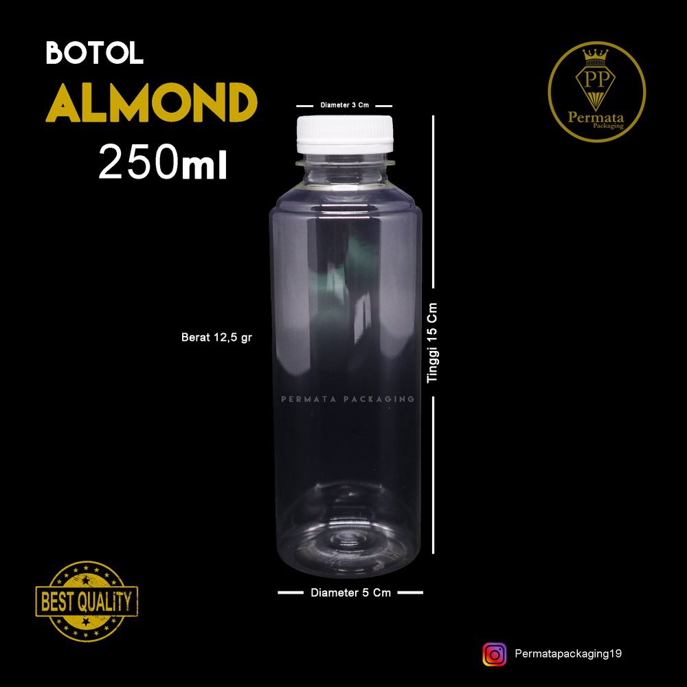 Unik Botol Almond 250 ml & Botol Plastik Terlaris