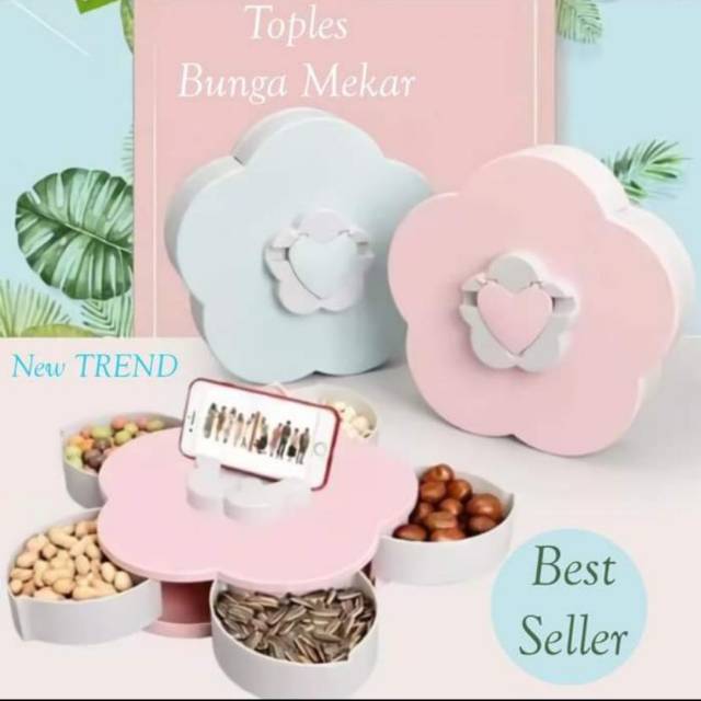 Tople bunga mekar | toples lebaran putar kekinian | toples unik | toples putar